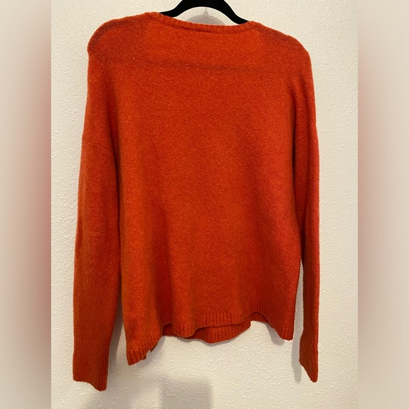 GAP Women size XS soft V Neck letterman orange alpaca wool nylon spandex sweater - Picture 4 of 6